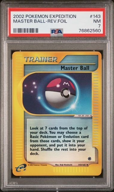 2002 Pokemon Expedition #143 MASTER BALL Reverse Holo PSA 7 NM