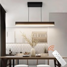 Modern Linear LED Pendant Light with Remote for Kitchen  Dining Room, 40"  