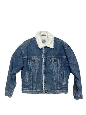 VTG Levi s 1990 s Sherpa Lined Mid Wash Jean Jacket Size Medium Denim USA