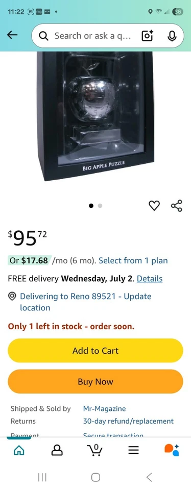 The Big Apple bola quebra-cabeça de metal na caixa excelente estado - Imagem 3 de 4