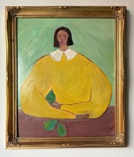 Original Mid Century Modernist Abstract Style Figurative Oil On Board Painting