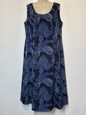 Vintage Dressbarn Blue Paisley Maxi Dress Womens Size 18 Career Wedding Brunch