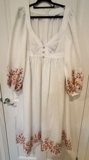 Zimmermann Mae Linen Midi Dress - Embroidered detail - Size 3