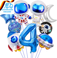 Weltraum Geburtstag Deko 4 Jahre, Rakete Astronauten Folienballon, Geburtstagsde