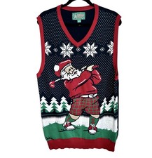 Ugly Christmas Sweater Santa Golf Vest XL Hol...