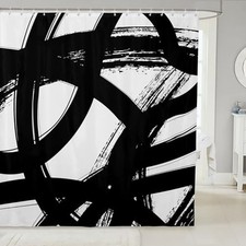 Black and White Shower Curtain 72"x72" 72"W x 72"L Pack of 1 Multi 22