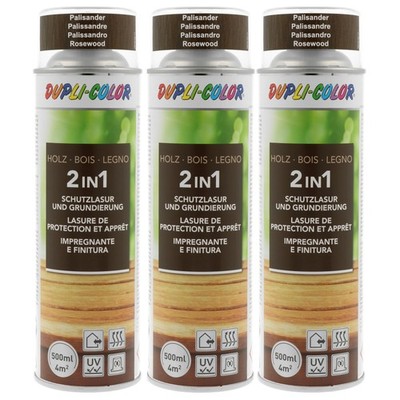 DUPLI COLOR Holzschutzlasur und Grundierung 2in1 Palisander 3x500 ml Holz Lasur