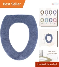Soft Fabric Toilet Seat Cover Warmers Thick Fitted for Round & Elongated Seats
