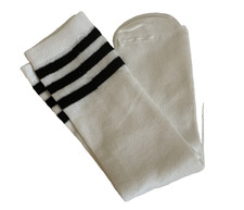 NIP Retro Athletic crew socks White With 3 Black Stripes 14" Mid-Calf Tube Socks