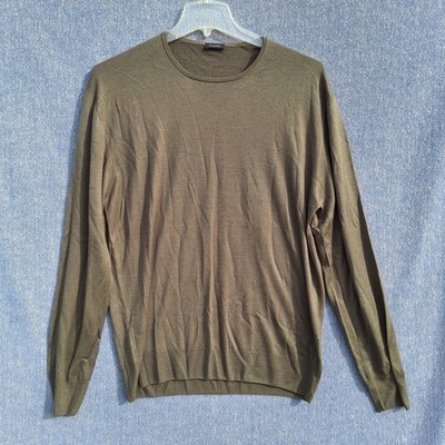 CRUCIANI Mens Extrafine Crew-Neck Cashmere & Silk-Blend Sweater Olive Green XXL