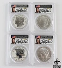 Set of 4: 2023 Morgan & Peace Dollar Silver Coins PCGS MS70 & REV PR70 Signed