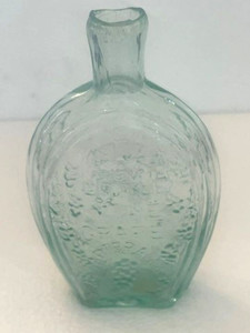 ANTIQUE AQUA GLASS GX-4 A LITTLE MORE GRAPE/GEN. TAYLOR FLASK