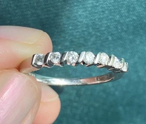 Half Eternity Ring 0.25ct Diamond 9ct White Gold Hallmarked