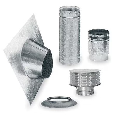 Ameri-Vent 4Ek Gas Vent Pipe Kit, Snap Lock, Silver, Standard Pipe