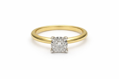 10 K Gelbgold 0,50 ct runder Diamant Solitär Ring Größe 7 klassische Verlobung
