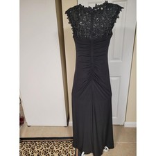 Black Lace Illusion Ruched Chic Evening Gown Y2K Fairycore 90s Bohemian Dress 6