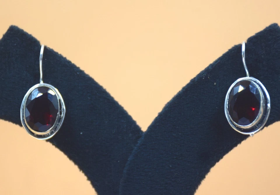 Pendientes colgantes de plata de ley 925 de Mozambique granate piedras preciosas joyería Foto 3 de 3