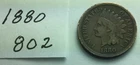 1880 Indian Head Penny; GOOD condition; #802