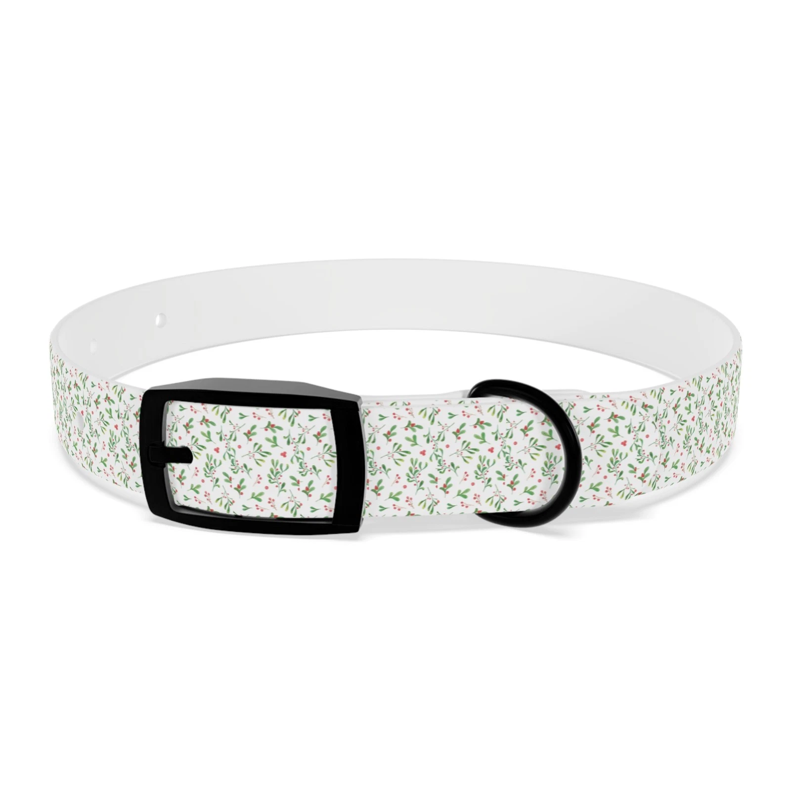 Floral Dog Collar, Pet Accessories, Pink Green Sprigs, Delicate Pattern,