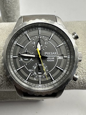 Pulsar VR43-X001 Solar Mens Chronograph Watch Works 44MM 8'' Rare J29