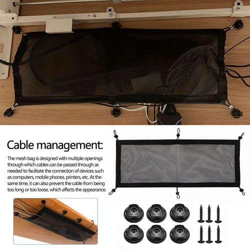 Cable Management Net Under Desk Kit, Cord Organizer Net for Office,Standing Desk - Picture 6 of 11