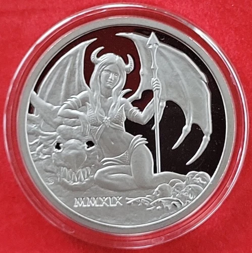 2 OZ .999 PURE SILVER PROOF 2019 TEMPTATION OF THE SUCCUBUS ROUND COIN GIRL COA