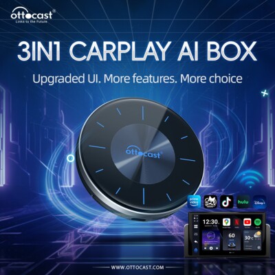 Ottocast P3 AIBOX Multimedia Adapter Wireless CarPlay&Android Auto 8+128G TK+YT