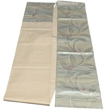 Japanese Vintage Kimono Fukuro Obi silk silver expensive tradition 163.7x12.2in