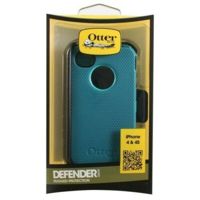 OEM OTTERBOX RUGGED DEFENDER CASE W/ HOLSTER CLIP FOR APPLE iPHONE 4S 4 TEAL NEW