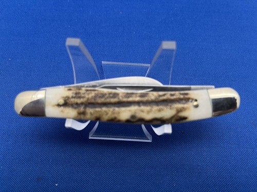 KISSING CRANE KNIFE Stag Handle 3 Blade Stockman Knife 3 5/8 Inches Closed New - Picture 4 of 4