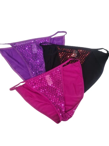 Pack of 3 Sequin Hipster Tangas Briefs