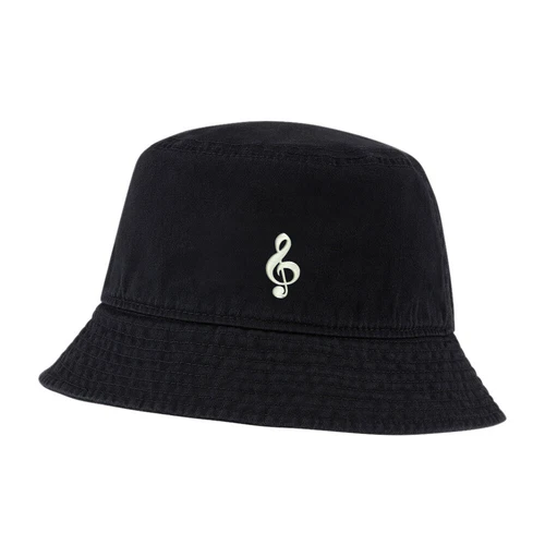 Sombrero de cubo para hombres mujeres nota musical bordado algodón lavado unisex sombreros de cubo