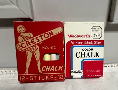 Vintage RARE Creston & Woolworth Set Of 2 Colored Chalk Full Packs