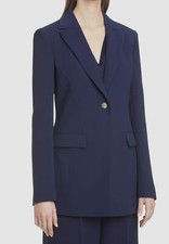 748 Lafayette 148 New York Women's Blue Frey Crepe One Button Jacket Blazer 4