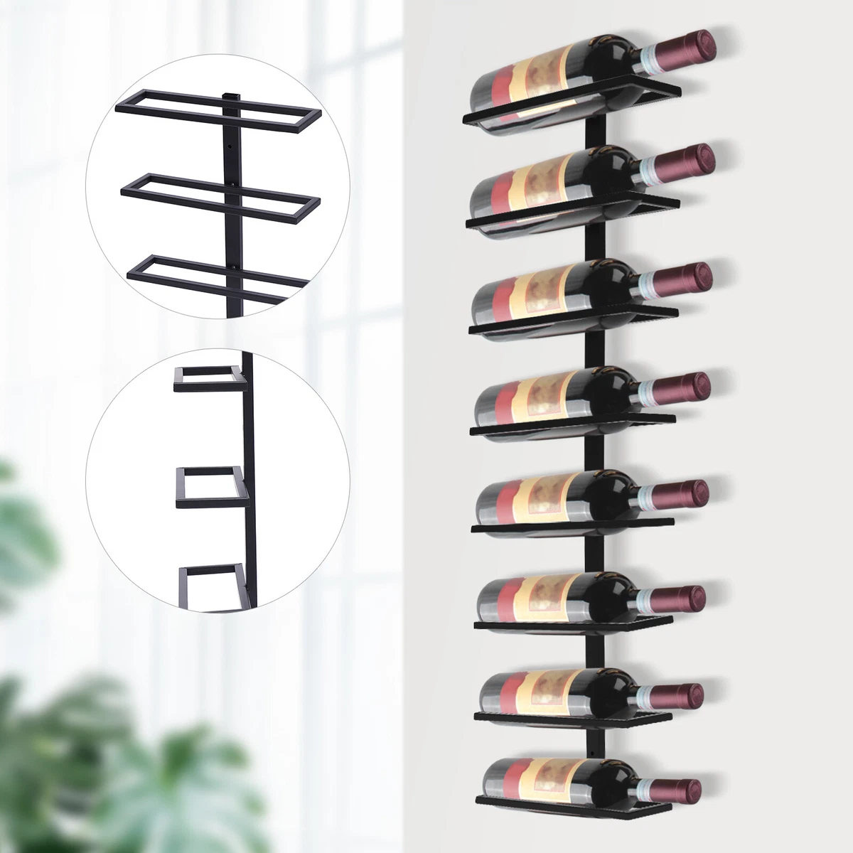 Wine Rack Bottle Holder Wall Mount Storage Liquor Bar Organizer Kitchen  Decor