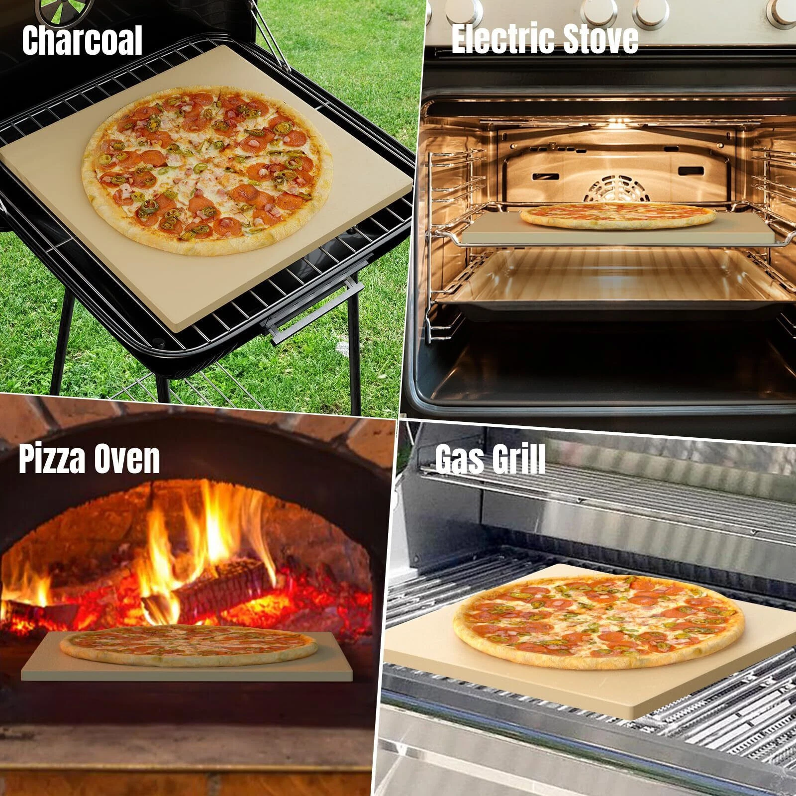 Caprihom Extra Large Pizza Stone 18" x 18",Cooking Stone for Grill Rectangular