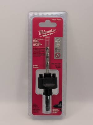 Milwaukee 49-56-7250 3/8'' Bi-Metal Large Thread Quick Change Hole Saw Arbor New