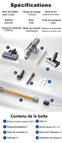 ABIR VC205 27000PA Akku-Handstaubsauger intelligenter Staubsensor - Bild 2 von 8