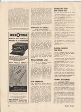 1938 RECOTON NEEDLES Mag AD~PORT-O-MATIC Phonograph~GENERAL INDUSTRIES~Elyria OH