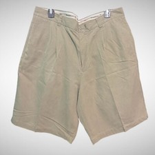 Tommy Bahama Shorts Mens 36 Solid Beige Silk Chino Shorts Pleated Front
