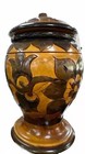 Vintage Carved Wooden Urn Lidded Jar Vase With Intricate Design