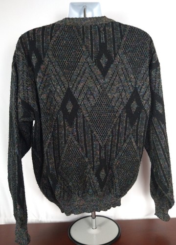 Maglione Kennington nero manica lunga geometrico XL - Foto 2 di 3