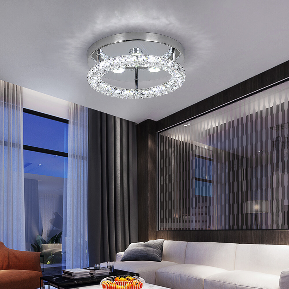 Plafoniera Rotonda A LED Con Cristallo 5W: Lampada Da Soffitto Moderna Per Corridoio, Soggiorno E Camera Da Letto, Luce Ambientale Calda
