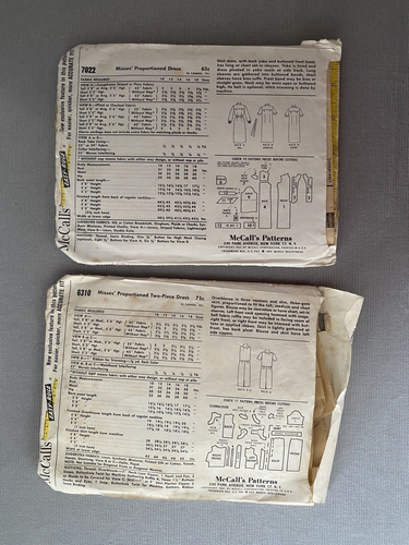 2 Vintage 1960s McCalls Dress Patterns 6310 Bust 34" Shirtwaister 7022 Bust 32" - Picture 2 of 3