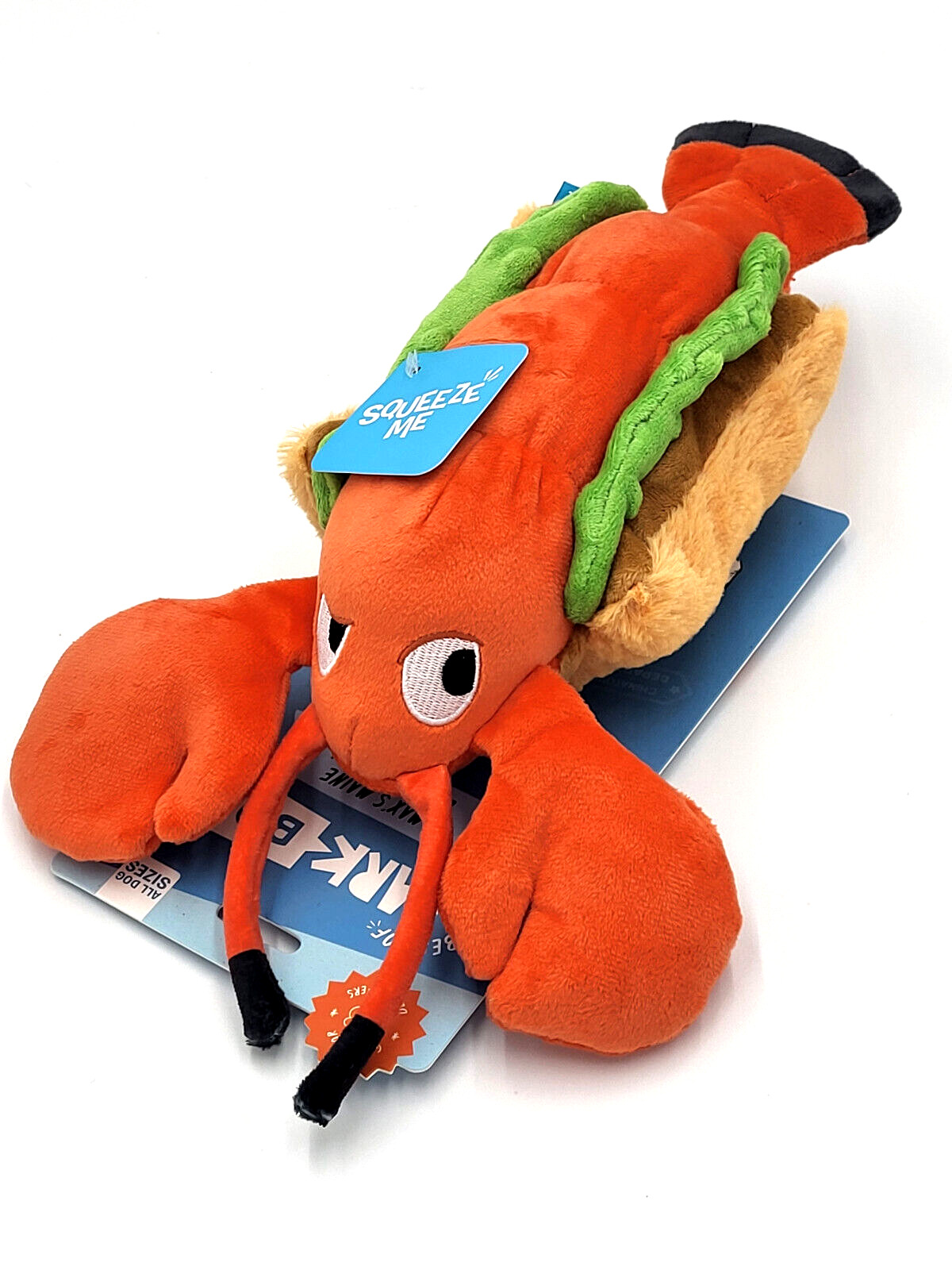 Bark Box Max's Maine Lobster Roll Plush Big Squeaker Crinkly Dog Toy 12