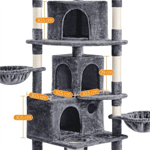 Árbol para Gatos Rascador Gigante Torre de Gato con 3 Perchas Gris - Imagen 6 de 8