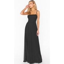 NEW Show Me Your MUMU Women's Lauren Tie Maxi Dress Black Wedding Event Size XS