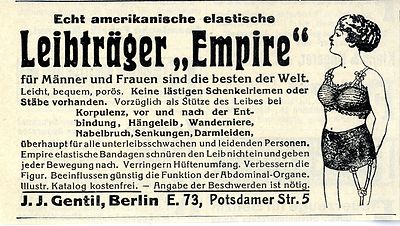 J. J. Gentil, Berlin E. amerikanischer Leibträger ''Empire'' Histor. Werbung 1912