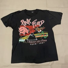 VINTAGE Pink Floyd Shirt Mens Large Black 1987 A Momentary Lapse Of Reason Tour