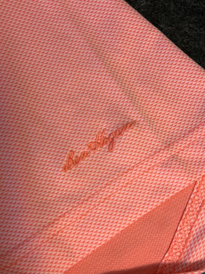 Camisa polo de golf Ben Hogan Performance rosa con estampado de diamantes para hombre talla 2XL Foto 3 de 4